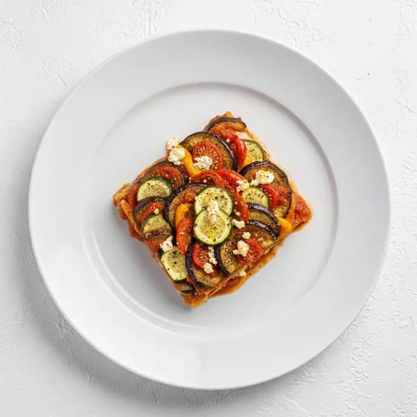 Greek Style Eggplant And Vegetable Bake With Fresh Herb Greens (Beef)